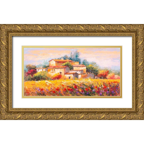 Campo d estate Gold Ornate Wood Framed Art Print with Double Matting by Florio, Luigi