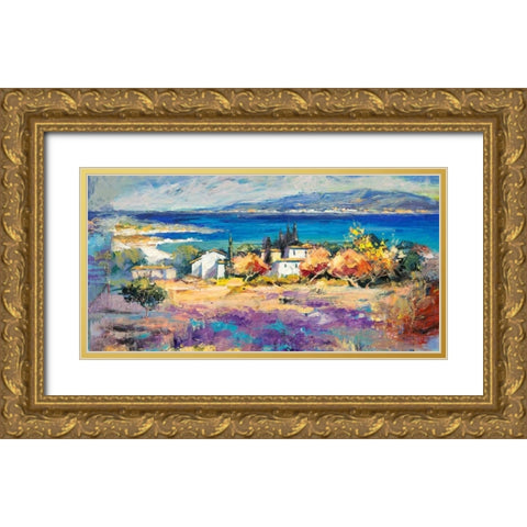 Costa mediterranea (detail) Gold Ornate Wood Framed Art Print with Double Matting by Florio, Luigi