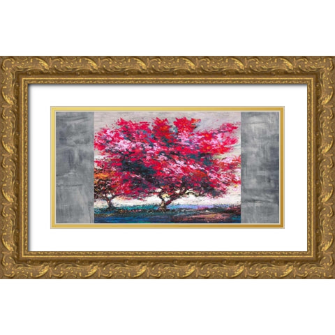 Albero in fiore Gold Ornate Wood Framed Art Print with Double Matting by Florio, Luigi
