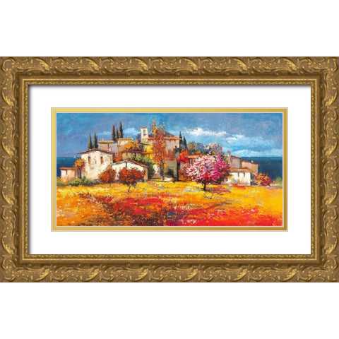 Borgo sul mare Gold Ornate Wood Framed Art Print with Double Matting by Luigi, Florio