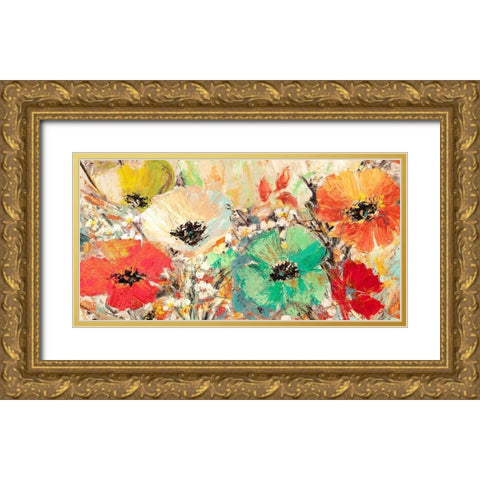 Gemme in fiore Gold Ornate Wood Framed Art Print with Double Matting by Luigi, Florio