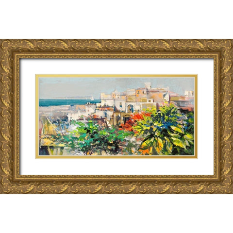 Meriggiare mediterraneo Gold Ornate Wood Framed Art Print with Double Matting by Luigi, Florio