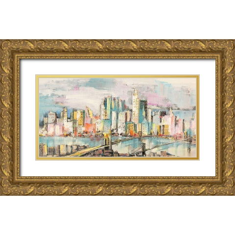 Colori a Manhattan Gold Ornate Wood Framed Art Print with Double Matting by Florio, Luigi