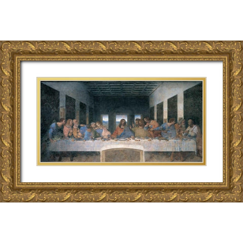 L ultima cena Gold Ornate Wood Framed Art Print with Double Matting by da Vinci, Leonardo
