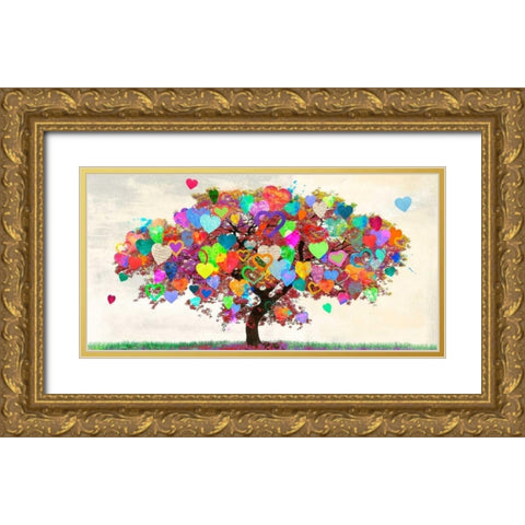 Tree of Love Gold Ornate Wood Framed Art Print with Double Matting by Rodrigues, Malia