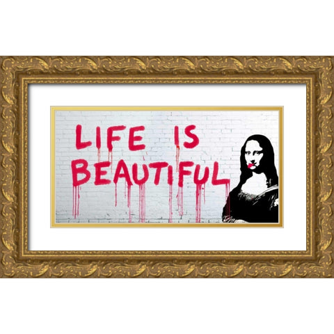 Life is beautiful Gold Ornate Wood Framed Art Print with Double Matting by Masterfunk Collective