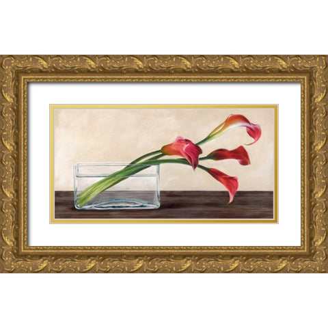 Modern composition Callas Gold Ornate Wood Framed Art Print with Double Matting by Mills, Shin