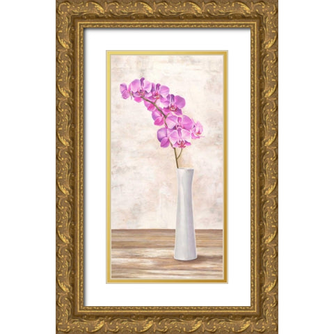 Orchid Arrangement Gold Ornate Wood Framed Art Print with Double Matting by Mills, Shin
