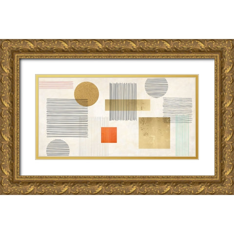 Lines and Shapes Gold Ornate Wood Framed Art Print with Double Matting by Miko, Sayaka