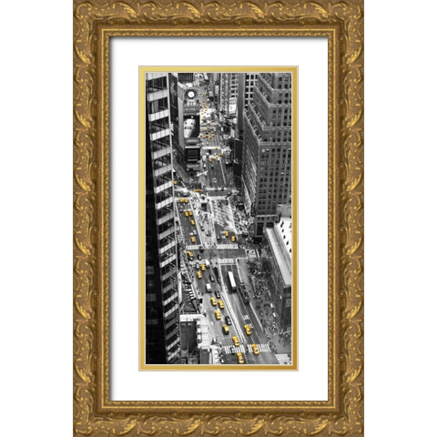 Yellow taxi in Times Square, NYC Gold Ornate Wood Framed Art Print with Double Matting by Setboun, Michel