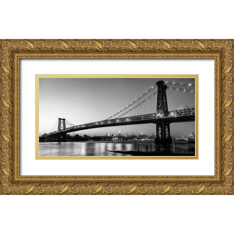 Queensboro Bridge and Manhattan from Brooklyn, NYC Gold Ornate Wood Framed Art Print with Double Matting by Setboun, Michel