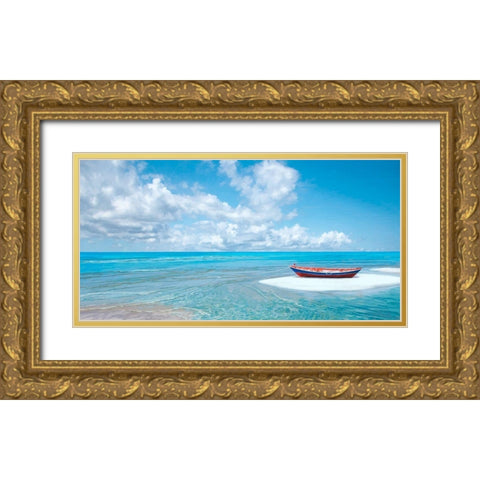 Barca sulla riva Gold Ornate Wood Framed Art Print with Double Matting by Marzi, Dario