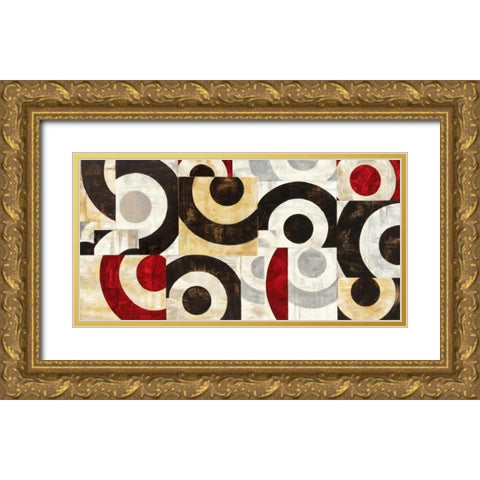 Connessione geometrica Gold Ornate Wood Framed Art Print with Double Matting by Nava, Sandro