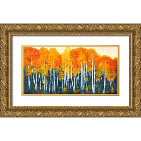 Bosco dâ€™autunno Gold Ornate Wood Framed Art Print with Double Matting by Masera, Angelo