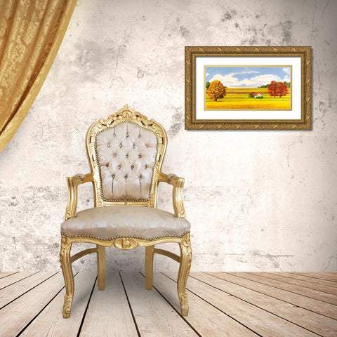 Pianure serene (detail) Gold Ornate Wood Framed Art Print with Double Matting by Angelo, Masera