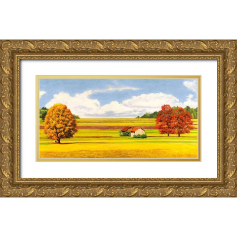 Pianure serene (detail) Gold Ornate Wood Framed Art Print with Double Matting by Angelo, Masera