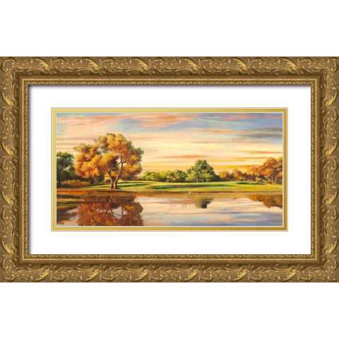 Riflessi sul lago Gold Ornate Wood Framed Art Print with Double Matting by Angelo, Masera