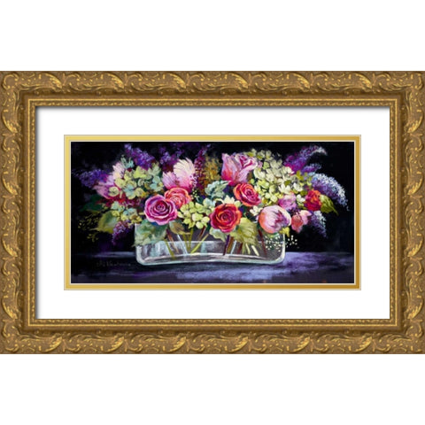 Roses and Lilacs Gold Ornate Wood Framed Art Print with Double Matting by Whatmore, Nel