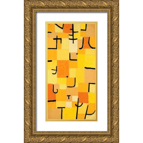 Signs in Yellow Gold Ornate Wood Framed Art Print with Double Matting by Klee, Paul