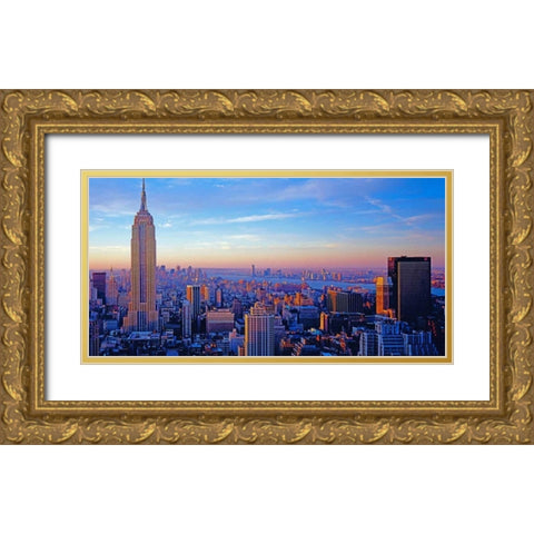 Midtown Manhattan Gold Ornate Wood Framed Art Print with Double Matting by Berenholtz, Richard