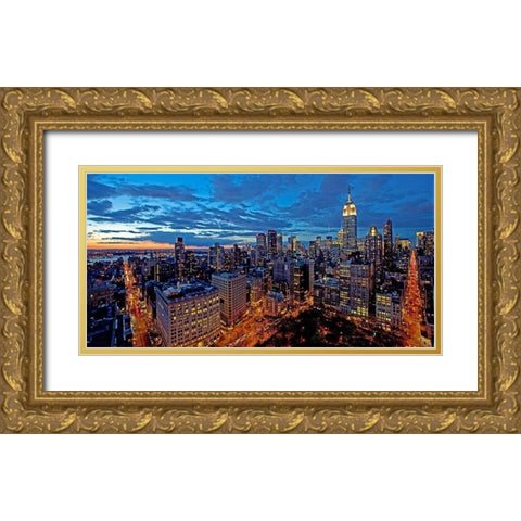 Chelsea and Midtown Manhattan (detail) Gold Ornate Wood Framed Art Print with Double Matting by Berenholtz, Richard
