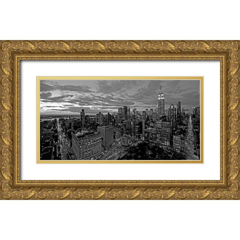 Chelsea and Midtown Manhattan (BW detail) Gold Ornate Wood Framed Art Print with Double Matting by Berenholtz, Richard