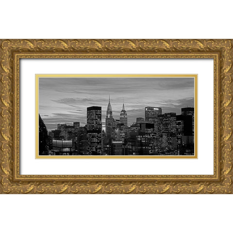 Midtown Manhattan BW Gold Ornate Wood Framed Art Print with Double Matting by Berenholtz, Richard