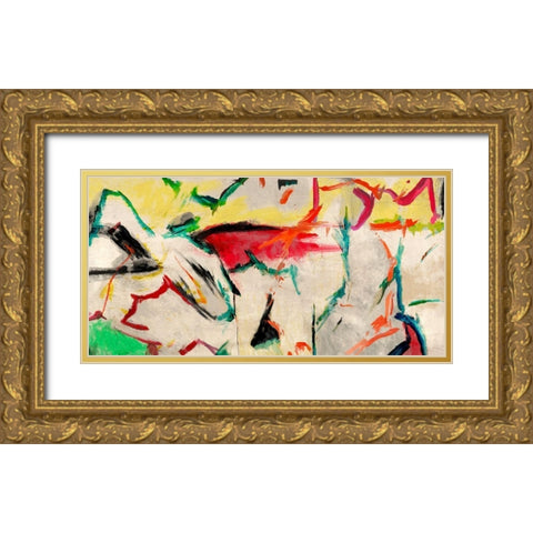 Funky Summer Gold Ornate Wood Framed Art Print with Double Matting by Caine, Roland