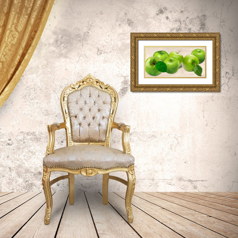 Green Apples Gold Ornate Wood Framed Art Print with Double Matting by Barbieri, Remo