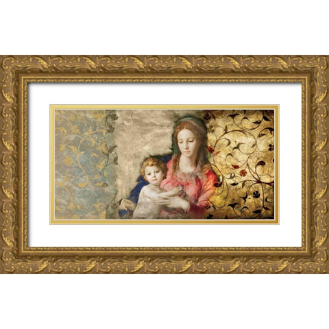 Virgin Mary-after Bronzino Gold Ornate Wood Framed Art Print with Double Matting by Roux, Simon