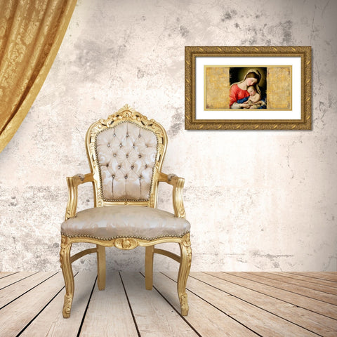Holy Virgin (After Sassoferrato) Gold Ornate Wood Framed Art Print with Double Matting by Roux, Simon