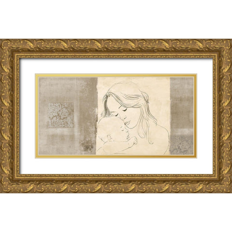 Maternite III (taupe) Gold Ornate Wood Framed Art Print with Double Matting by Roux, Simon
