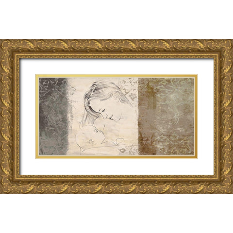 Maternite II (neutral) Gold Ornate Wood Framed Art Print with Double Matting by Roux, Simon