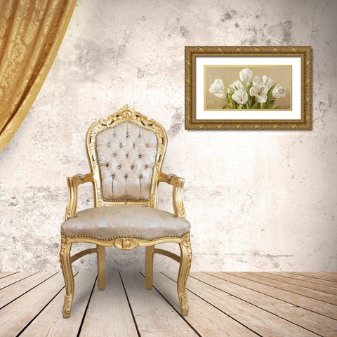 Tulipani bianchi Gold Ornate Wood Framed Art Print with Double Matting by Biffi, Serena