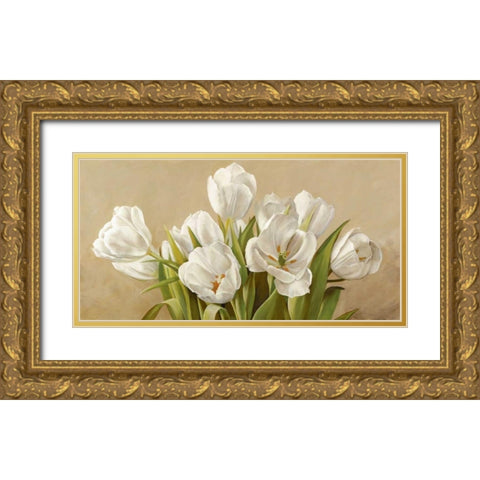 Tulipani bianchi Gold Ornate Wood Framed Art Print with Double Matting by Biffi, Serena