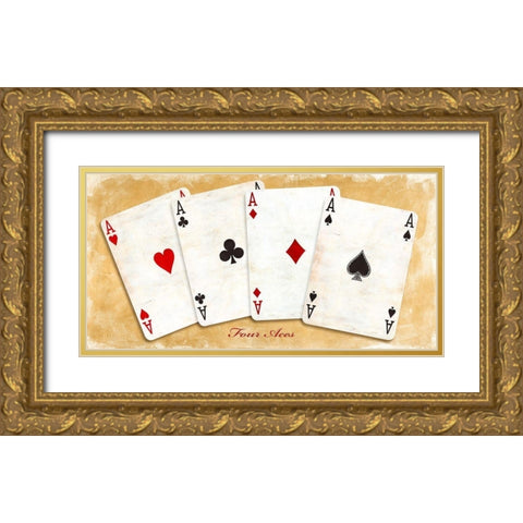 Four Aces (Gold) Gold Ornate Wood Framed Art Print with Double Matting by Sandro, Ferrari