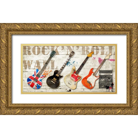 Rock n Roll Wall Gold Ornate Wood Framed Art Print with Double Matting by Hill, Steven