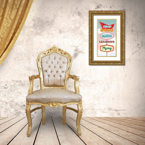 Never stop... Gold Ornate Wood Framed Art Print with Double Matting by Steven, Hill