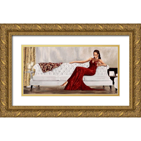 Red Gala Gold Ornate Wood Framed Art Print with Double Matting by Jannace, Sergio