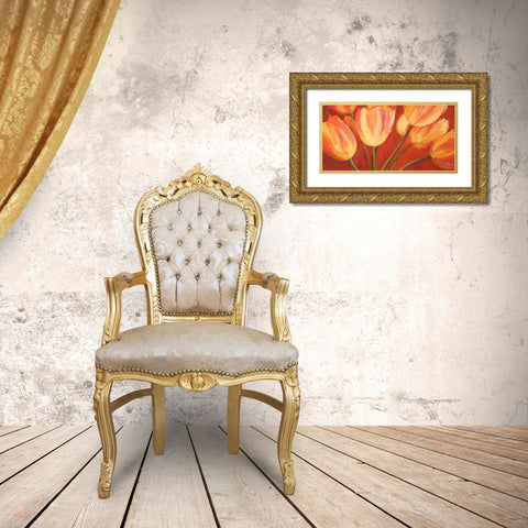 Orange Tulips Gold Ornate Wood Framed Art Print with Double Matting by Mei, Silvia