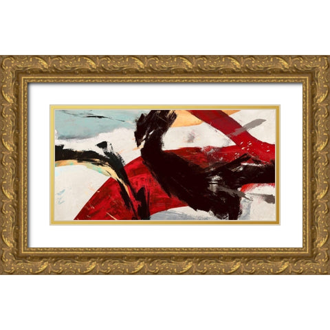 Ride the Tiger Gold Ornate Wood Framed Art Print with Double Matting by Jim, Stone