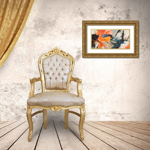 Oranges and Blues Gold Ornate Wood Framed Art Print with Double Matting by Jim, Stone
