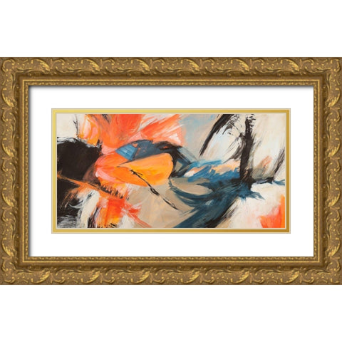 Oranges and Blues Gold Ornate Wood Framed Art Print with Double Matting by Jim, Stone