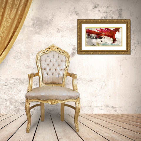 Colors Rumbling Gold Ornate Wood Framed Art Print with Double Matting by Stone, Jim