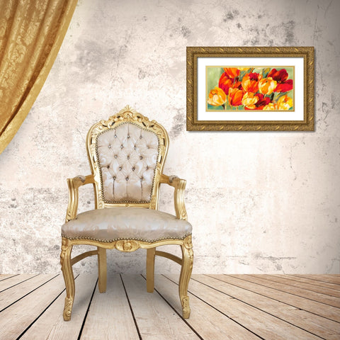 Field of Tulips Gold Ornate Wood Framed Art Print with Double Matting by Stone, Jim