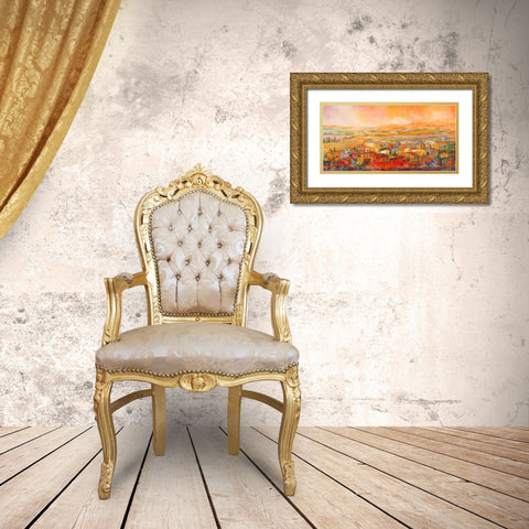 Villaggio delle colline Gold Ornate Wood Framed Art Print with Double Matting by Marzari, Tebo