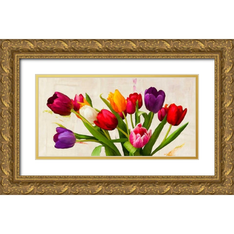 Bouquet d Ete Gold Ornate Wood Framed Art Print with Double Matting by Rizzardi, Teo
