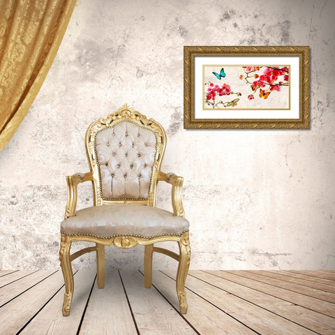 Orchids and Butterflies Gold Ornate Wood Framed Art Print with Double Matting by Rizzardi, Teo