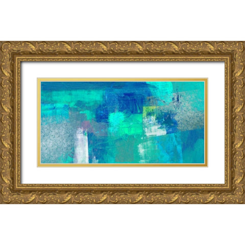 Azure Gold Ornate Wood Framed Art Print with Double Matting by Taylor, Heather