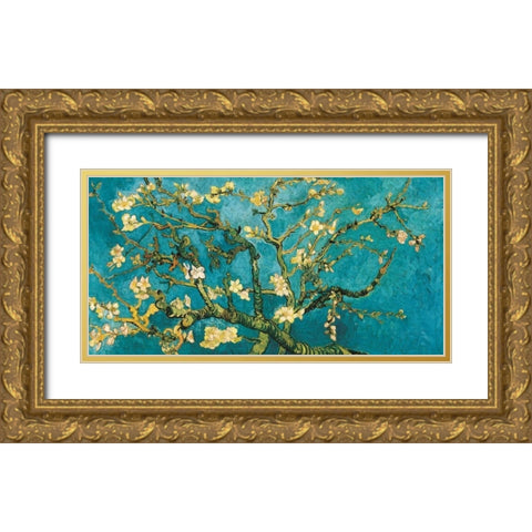 Mandorlo in fiore Gold Ornate Wood Framed Art Print with Double Matting by Van Gogh, Vincent